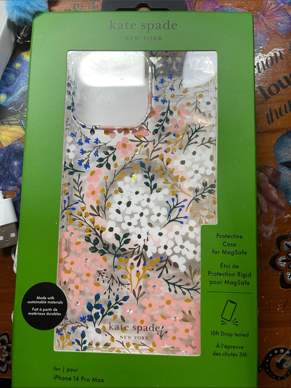kate spade New York Floral iPhone 14 Pro Max MagSafe Case - Pink/White/Gold